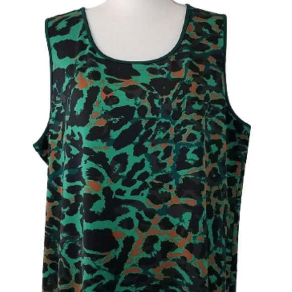 CHICO'S Green Black & Orange Sleeveless Animal Print Dress Women's 3 (16-18) - Picture 3 of 8